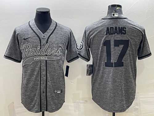 Mens Las Vegas Raiders #17 Davante Adams Gray With Patch Cool Base Stitched Baseball Jersey->las vegas raiders->NFL Jersey